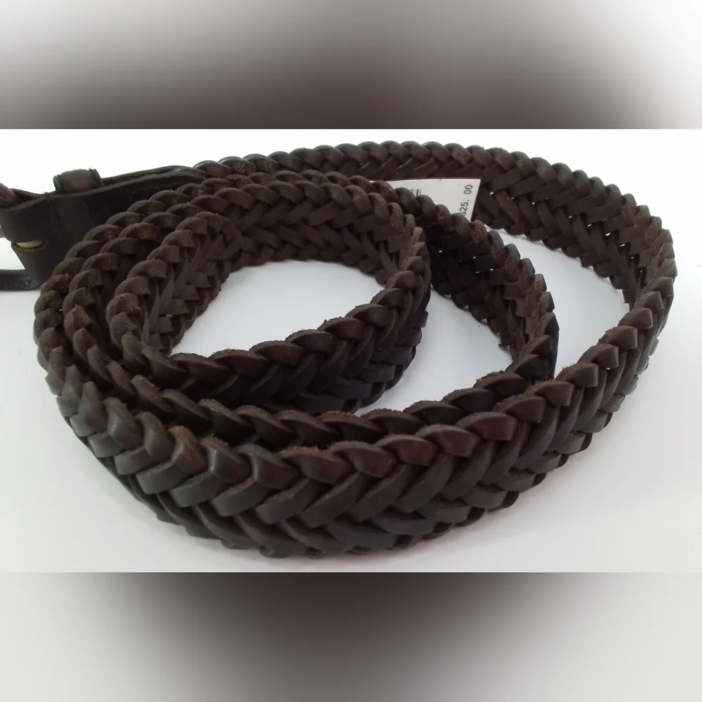 Nwt Dockers Brown Leather Braided / Woven Mens BELT Sz 42 OLD STOCK